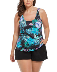 Summervivi Green Tropical Classic Tankini With Cargo Short