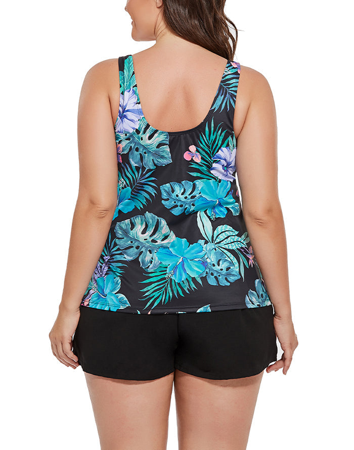 Summervivi Green Tropical Classic Tankini With Cargo Short